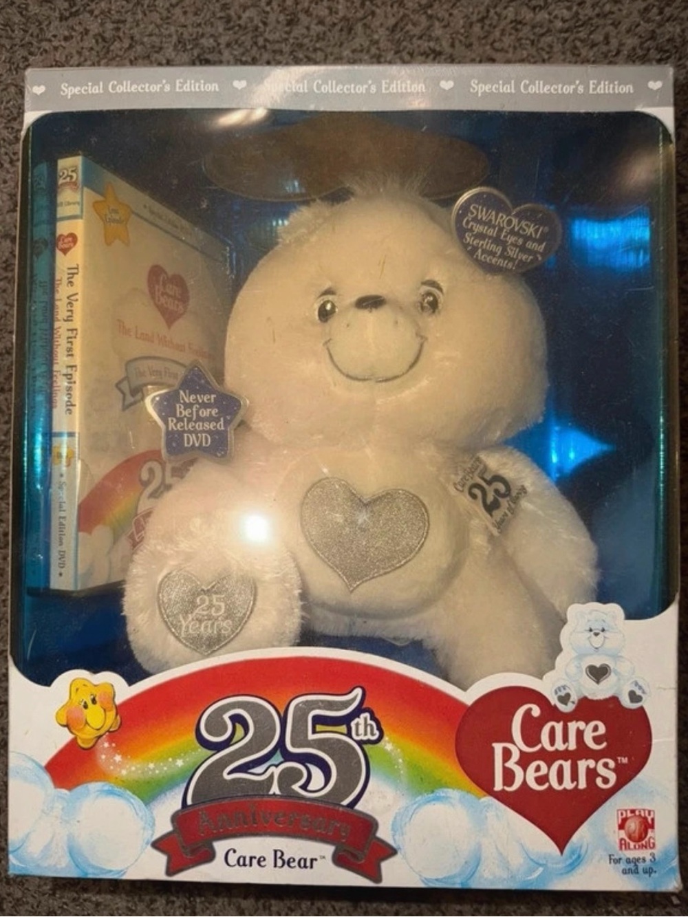Care Bears 25th Anniversary Tenderheart Bear - White with Silver Accents